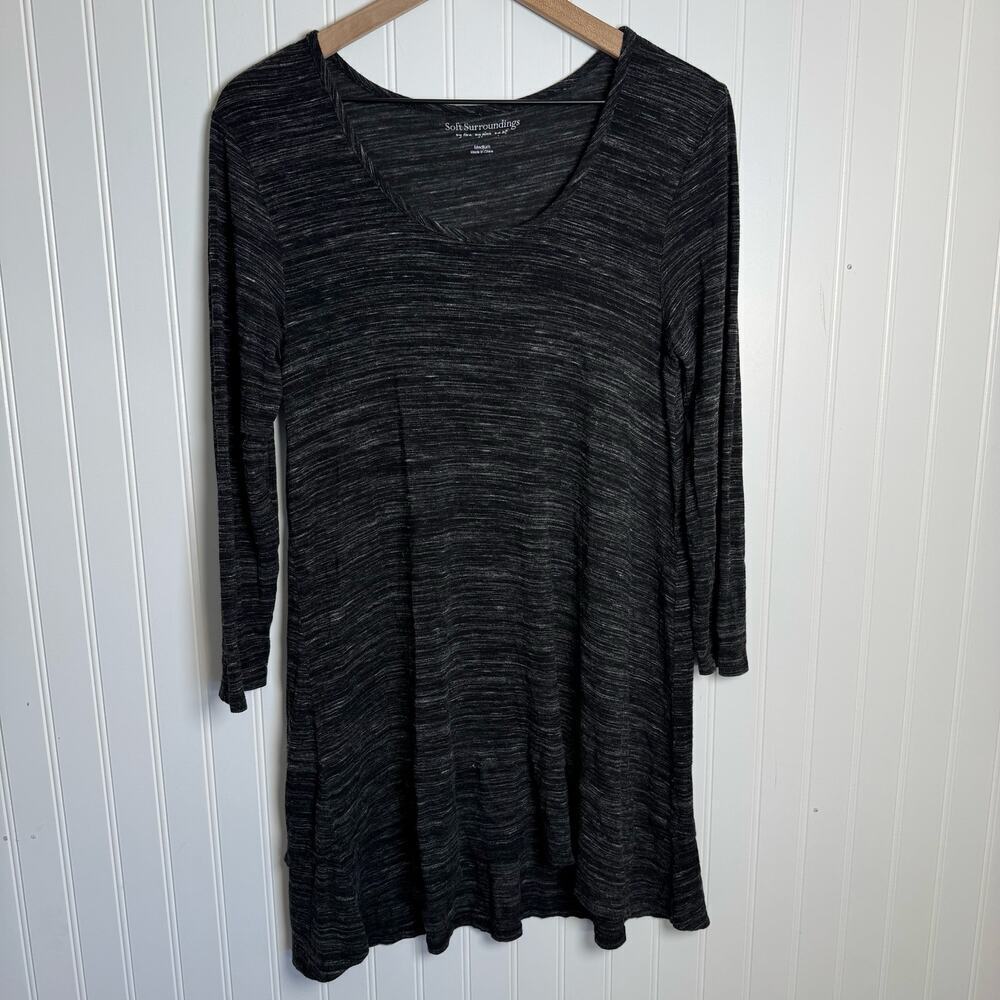 Soft Surroundings Heathered Charcoal Gray Long Sleeve Tunic Women’s Size Medium